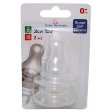 Sister Browne Teat Silicone Slow, Medium or Fast Flow 2pk