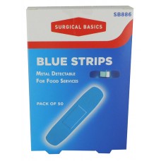 Band Aids Blue Metal Detectable Strips 50/box (X2)100 Loose