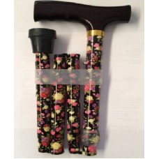 Folding Adjustable Aluminium Walking Stick Cane Rose Design 83-95cm