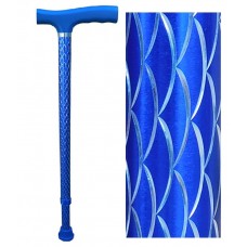 Walking Stick Engraved Blue Cane Extendable Height 28"- 37"