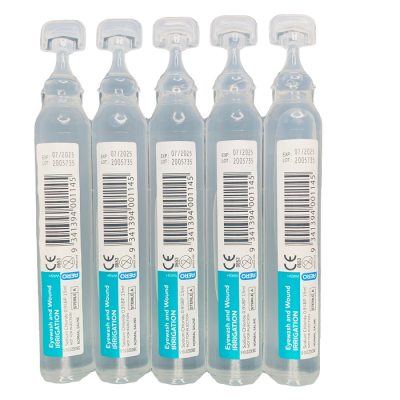 Saline Wound And Eye Wash Irrigation Twist Top Ampoules 15ml Sterile x5 Pieces