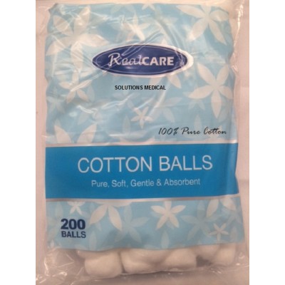 Cotton Balls Real Care Pure Soft & Gentle Cotton 200/pkt X2