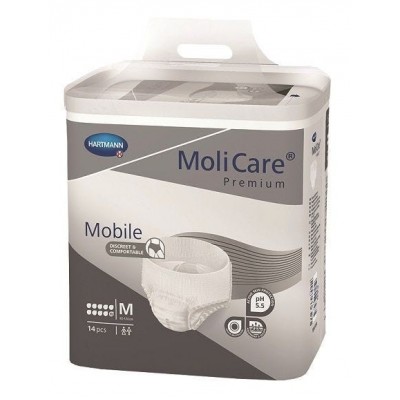 Molicare Premium Mobile 10 Drops Medium 14/Pkt Waist 80  - 120cm Unisex 2626ml 915878