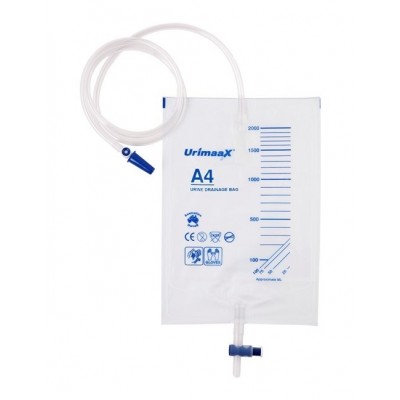 Aaxis Urimaax Drain Bag A4 Sterile 2000ml 120cm Tube T-Bar 10013104
