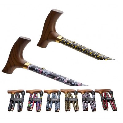 Alpha Patterned Walking Sticks Folding Aluminium Canes (Sale Item)
